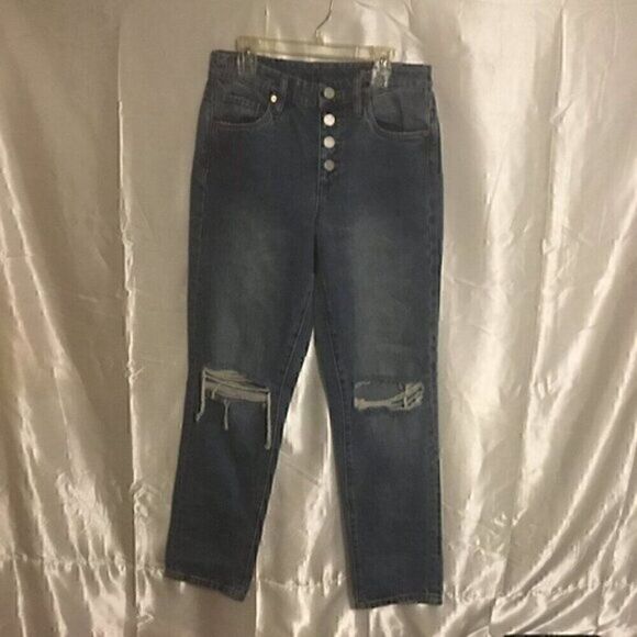 Blank NYC Medium Wash Button up Madison Light Wash High rise Crop Jeans 25 - Picture 3 of 11